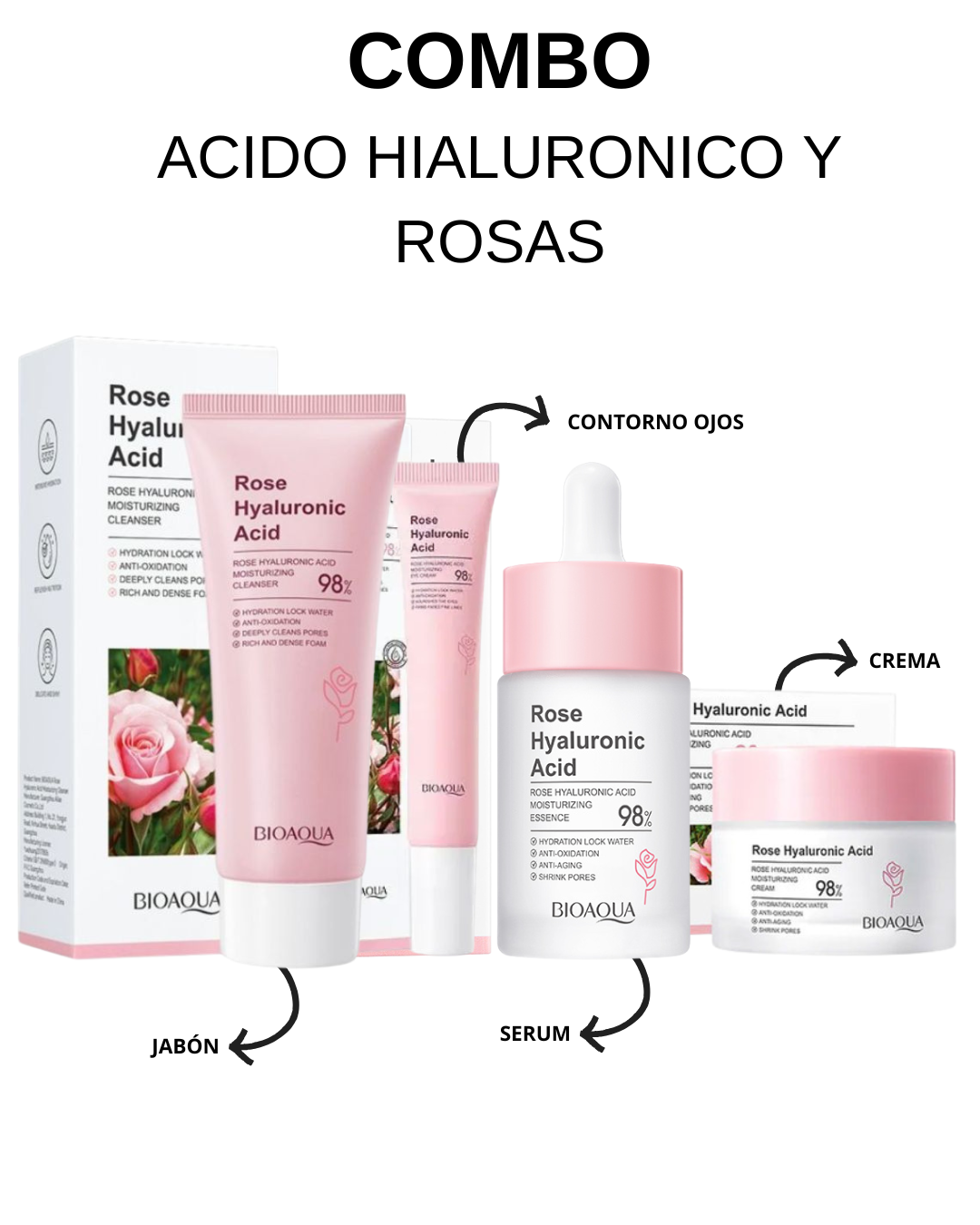 BIOAQUA™ |COMBO ROSAS Y ACIDO HIALURONICO
